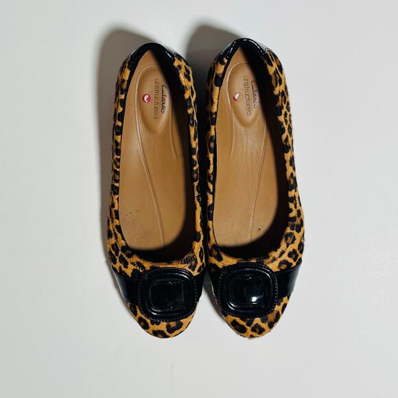 Clarks Cheetah Print Heels – Buckle Low Heel Comfort Shoes - Picture 2 of 9